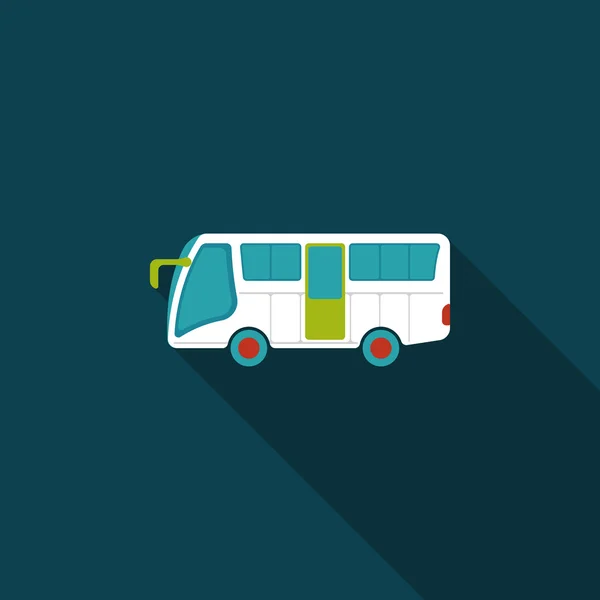 Транспорт Bus flat icon with long shadow, eps10 — стоковый вектор