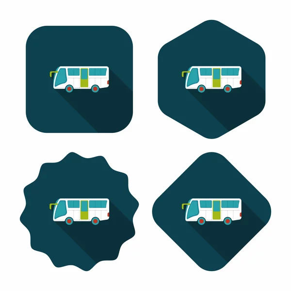 Транспорт Bus flat icon with long shadow, eps10 — стоковый вектор