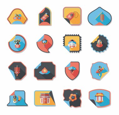 Çin yeni yılı etiket afiş tasarım düz arka plan, eps10