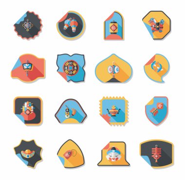 Çin yeni yılı etiket afiş tasarım düz arka plan, eps10