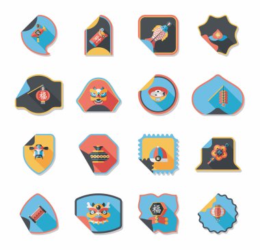 Çin yeni yılı etiket afiş tasarım düz arka plan, eps10