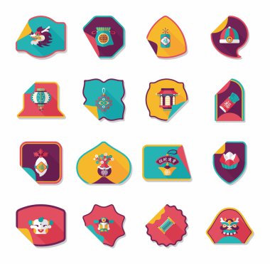 Çin yeni yılı etiket afiş tasarım düz arka plan, eps10