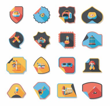 Evde beslenen hayvan etiketi düz afiş tasarım arka plan ayarlamak, eps10