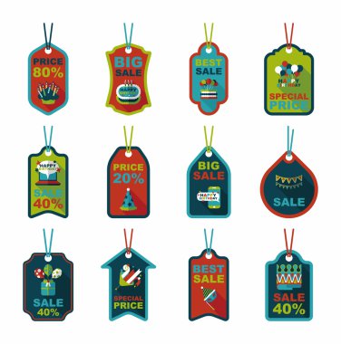 Doğum günü etiketi düz afiş arka plan ayarlamak, eps10