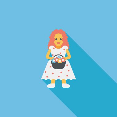 Gelinin düz ikonu, uzun gölgeli, eps10