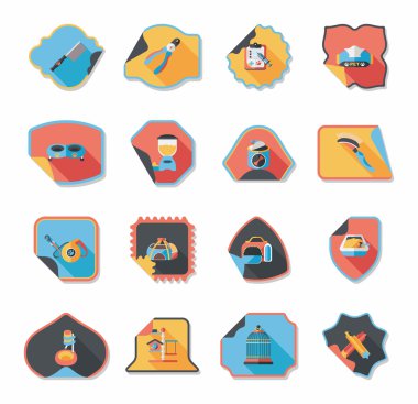 Evde beslenen hayvan etiketi düz afiş tasarım arka plan ayarlamak, eps10