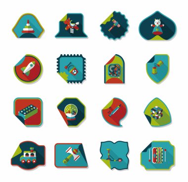 Oyuncak etiket düz afiş arka plan ayarlamak, eps10