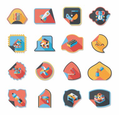 Oyuncak etiket düz afiş arka plan ayarlamak, eps10