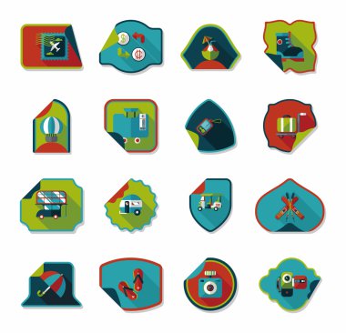 Etiket düz afiş arka plan ayarlamak, eps10 seyahat