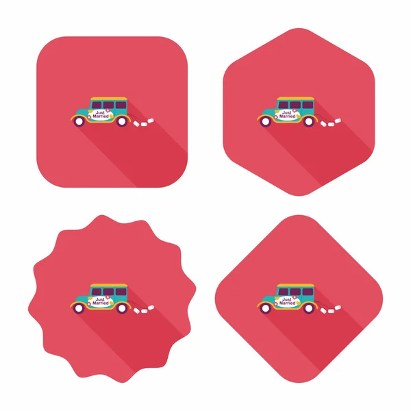 Icono plano de coche de boda con sombra larga, eps10 — Vector de stock