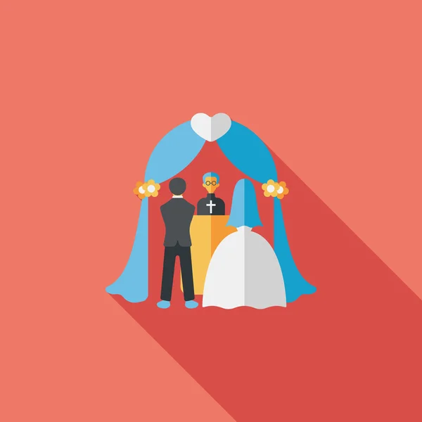 婚礼仪式平面图标与长长的影子，eps10 — 图库矢量图片
