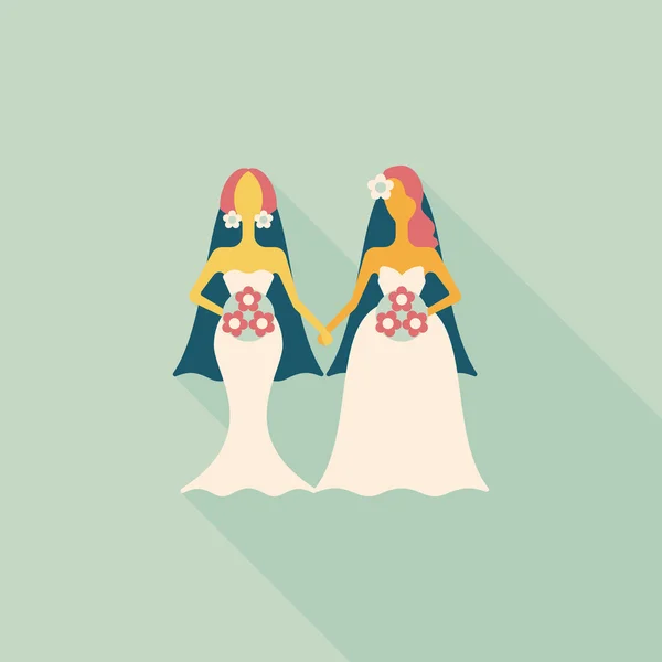 Pareja de boda icono plano con sombra larga, eps10 — Vector de stock