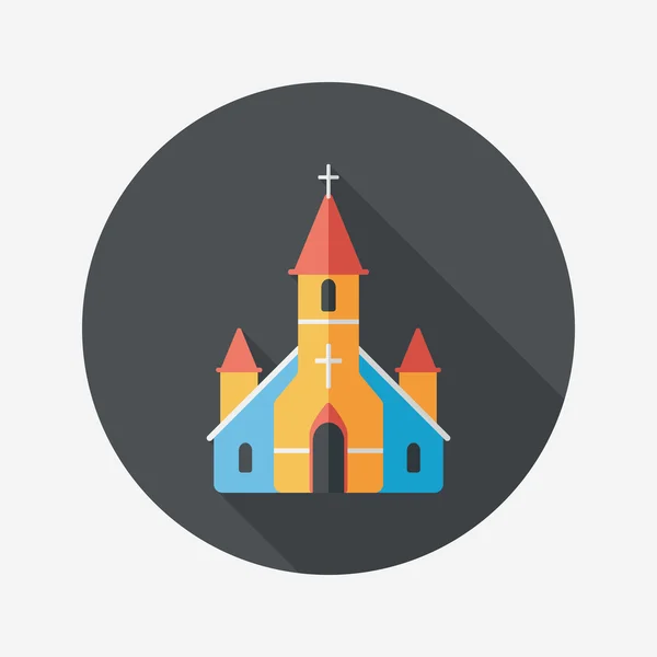 Ślub Kościół płaski ikona z długim cieniem, eps10 — Wektor stockowy