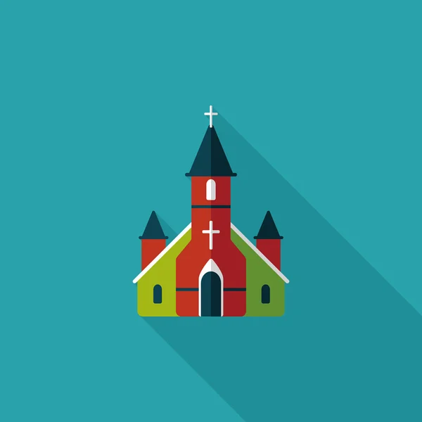 Iglesia de la boda icono plano con sombra larga, eps10 — Vector de stock