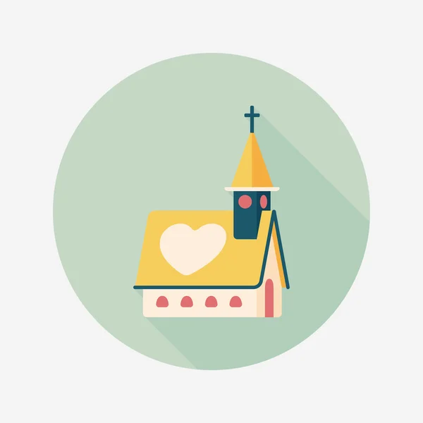 Iglesia de la boda icono plano con sombra larga, eps10 — Vector de stock