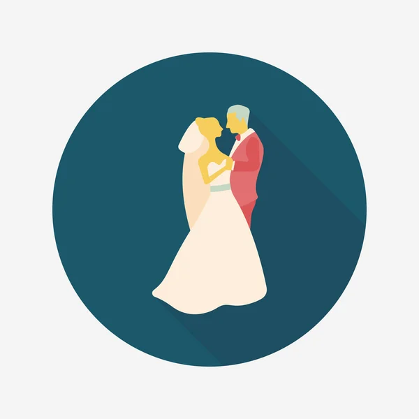 Pareja de boda icono plano con sombra larga, eps10 — Vector de stock