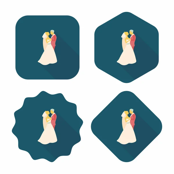 Svatební pár ploché ikony s dlouhý stín, eps10 — Stockový vektor