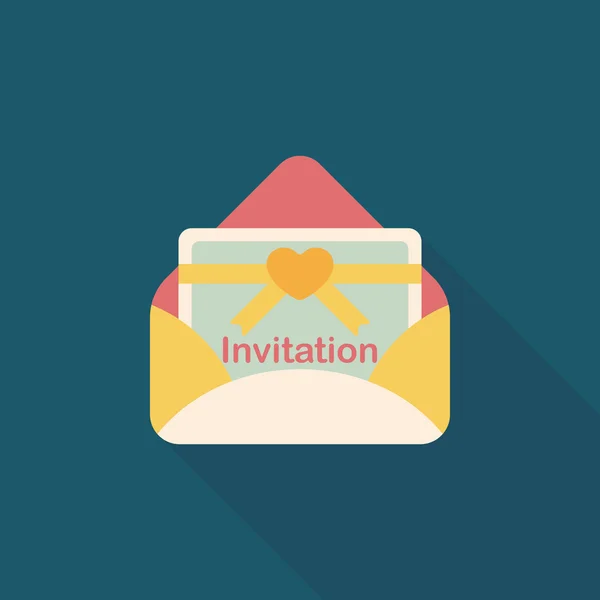 Invitación de boda icono plano con sombra larga, eps10 — Vector de stock