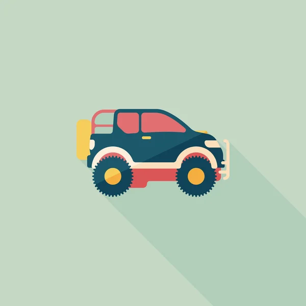 Doprava sportovní užitková vozidla ploché ikony s dlouhý stín — Stockový vektor