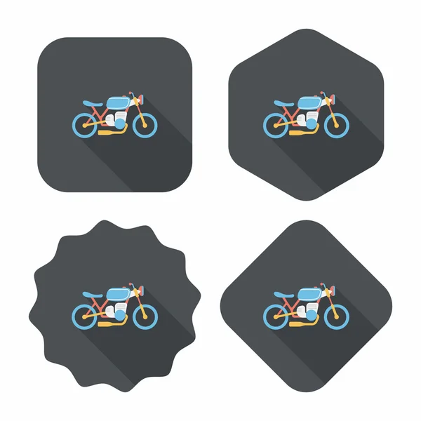 交通摩托车平面图标与长长的影子，eps10 — 图库矢量图片