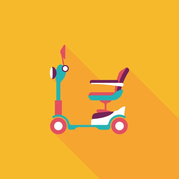 Transportation scooter flat icon with long shadow, eps10 — стоковый вектор