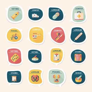 Hastane kabarcık konuşma afiş tasarım düz arka plan ayarlamak, eps10