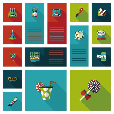 Doğum günü UI düz afiş arka plan ayarlamak, eps10