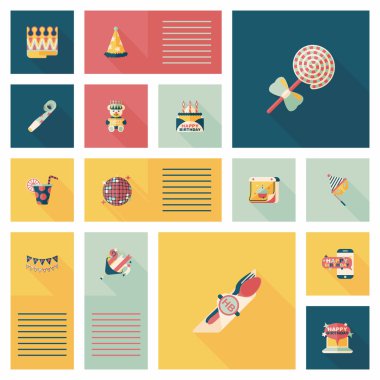 Doğum günü UI düz afiş arka plan ayarlamak, eps10