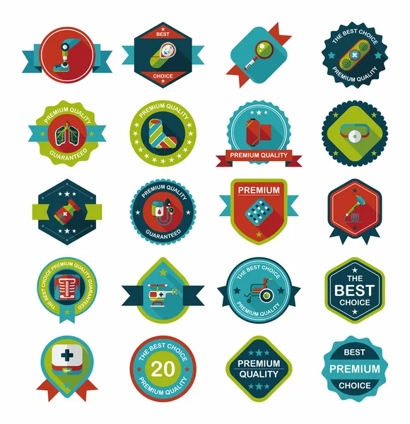 Set di sfondo piatto per la progettazione di banner per badge ospedalieri, eps10 — Vettoriale Stock