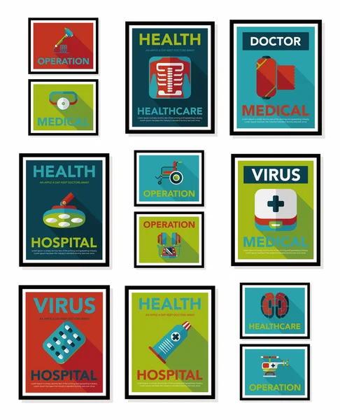 Hospital poster banner design flat background set, eps10 — Stock Vector