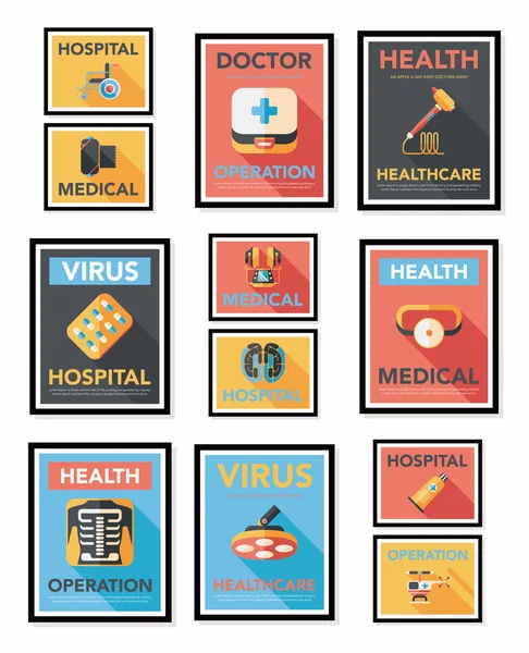 Krankenhaus Plakat Banner Design flachen Hintergrund-Set, eps10 — Stockvektor