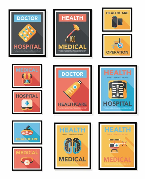 Krankenhaus Plakat Banner Design flachen Hintergrund-Set, eps10 — Stockvektor