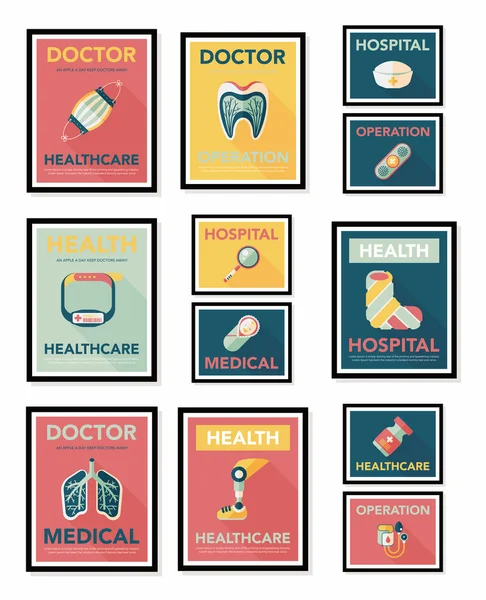 Hospital poster banner design flat background set, eps10 — Stock Vector