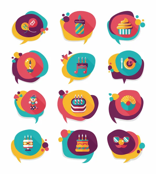 Birthday bubble speech banner design flat background set, eps10 — Stock Vector