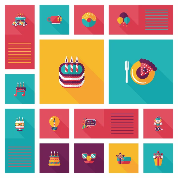 Cumpleaños ui banner plano conjunto de fondo, eps10 — Vector de stock