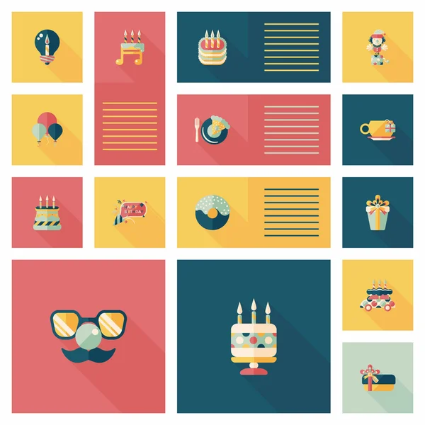 Cumpleaños ui banner plano conjunto de fondo, eps10 — Vector de stock