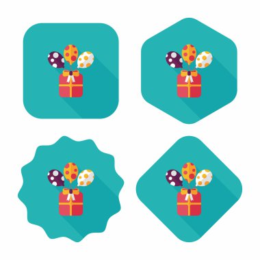 doğum günü düz simgesi uzun gölge, eps10 sunar.