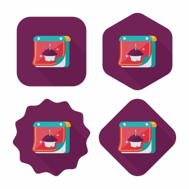 doğum günü takvim düz simgesini uzun gölge, eps10 ile