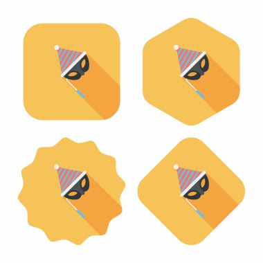 doğum günü parti maskesi düz simgesiyle uzun gölge, eps10