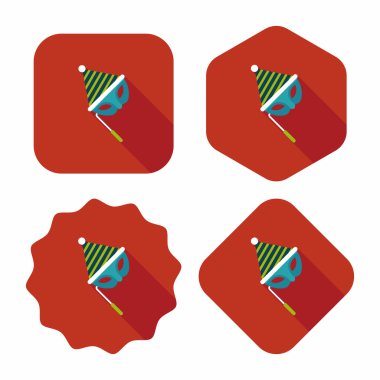 doğum günü parti maskesi düz simgesiyle uzun gölge, eps10