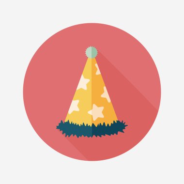 doğum günü partisi şapka düz simgesiyle uzun gölge, eps10