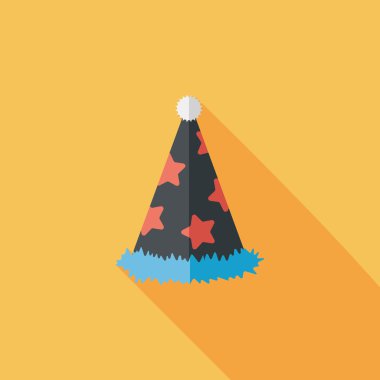 doğum günü partisi şapka düz simgesiyle uzun gölge, eps10