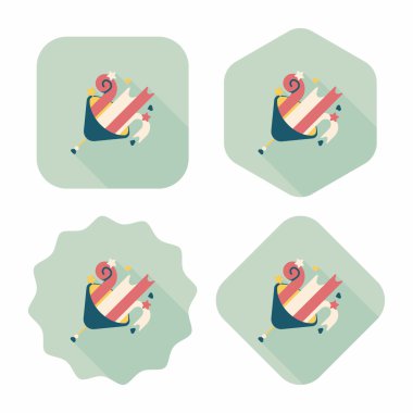 doğum günü partisi boynuz düz simgesiyle uzun gölge, eps10