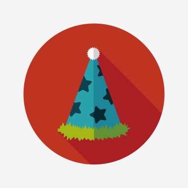 doğum günü partisi şapka düz simgesiyle uzun gölge, eps10