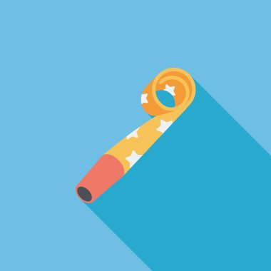 doğum günü partisi boynuz düz simgesiyle uzun gölge, eps10