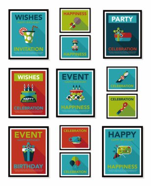 Doğum poster düz afiş tasarım düz arka plan ayarlamak, eps10