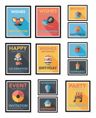 Doğum poster düz afiş tasarım düz arka plan ayarlamak, eps10