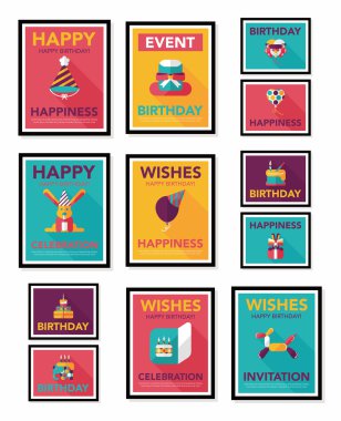 Doğum poster düz afiş tasarım düz arka plan ayarlamak, eps10