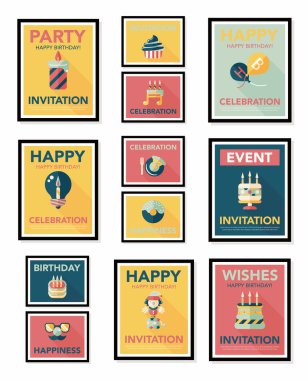 Doğum poster düz afiş tasarım düz arka plan ayarlamak, eps10