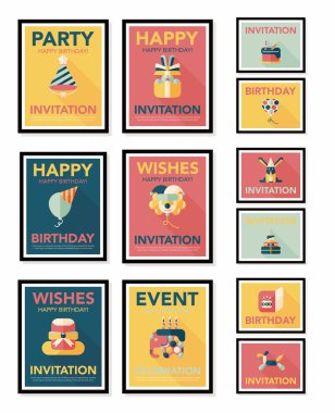 Doğum poster düz afiş tasarım düz arka plan ayarlamak, eps10